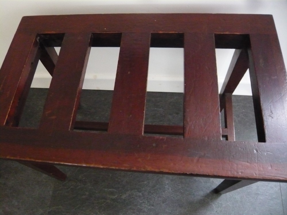 Splendid Mahogany Edwardian Luggage Suitcase Stand c 1910 View V