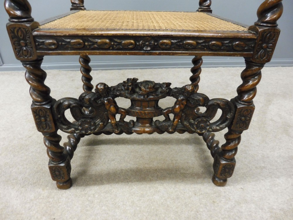 2 BEAUTIFULLY CARVED OAK 19TH CENTURY TOP QUALITY CAROLEAN ARMCHAIRS View XIV