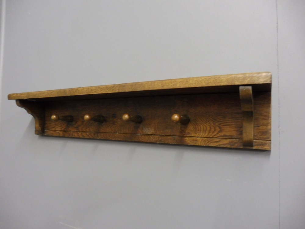 Lovely SOLID OAK HEADMASTERS COAT AND HAT HOOKS c1920