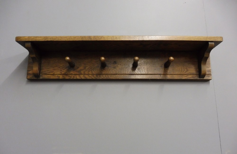 Lovely SOLID OAK HEADMASTERS COAT AND HAT HOOKS c1920 View II