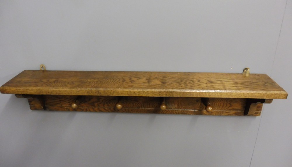 Lovely SOLID OAK HEADMASTERS COAT AND HAT HOOKS c1920 View III