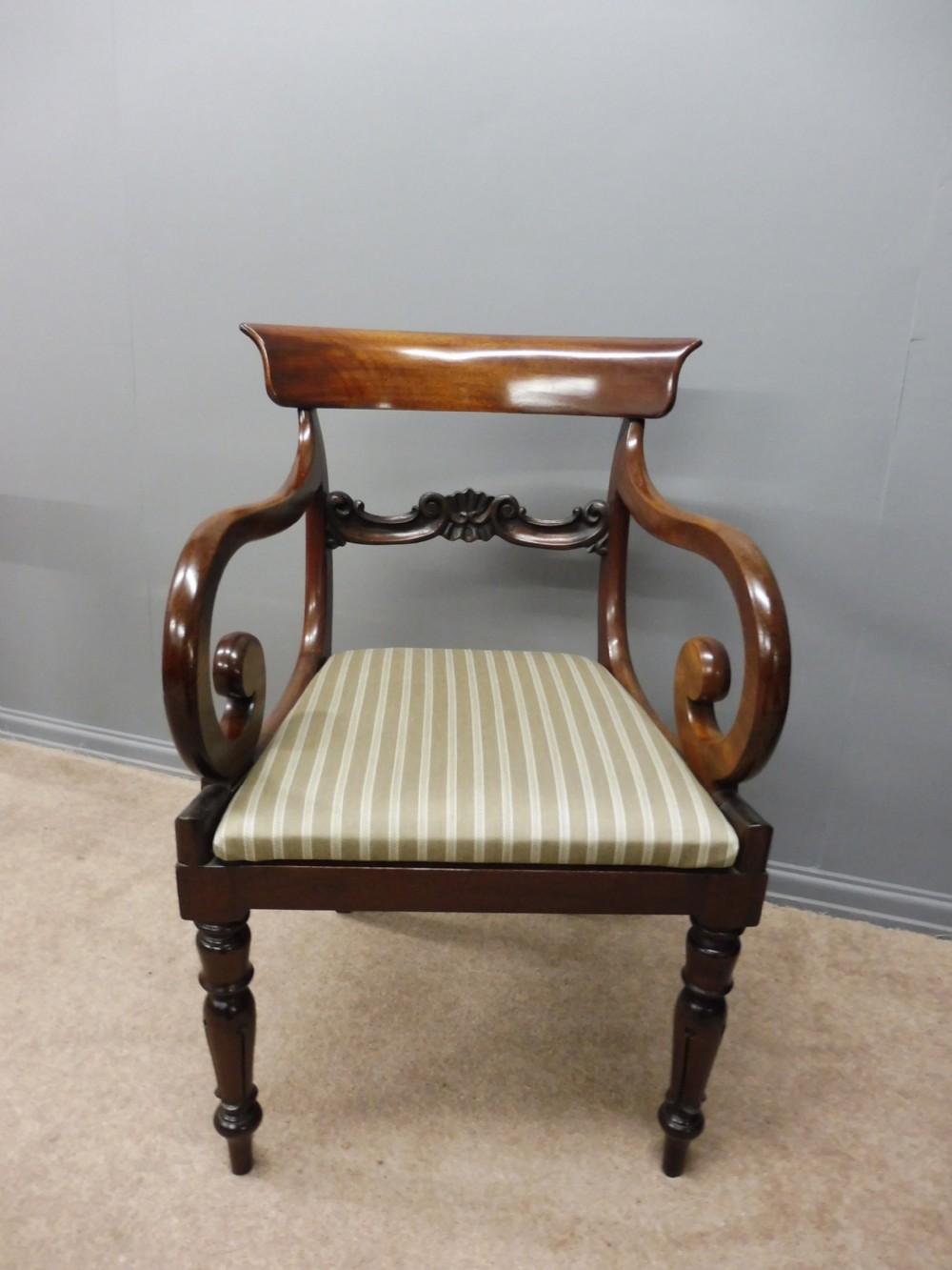 A VERY GOOD PAIR OF REGENCY MAHOGANY ELBOW CHAIRS View II