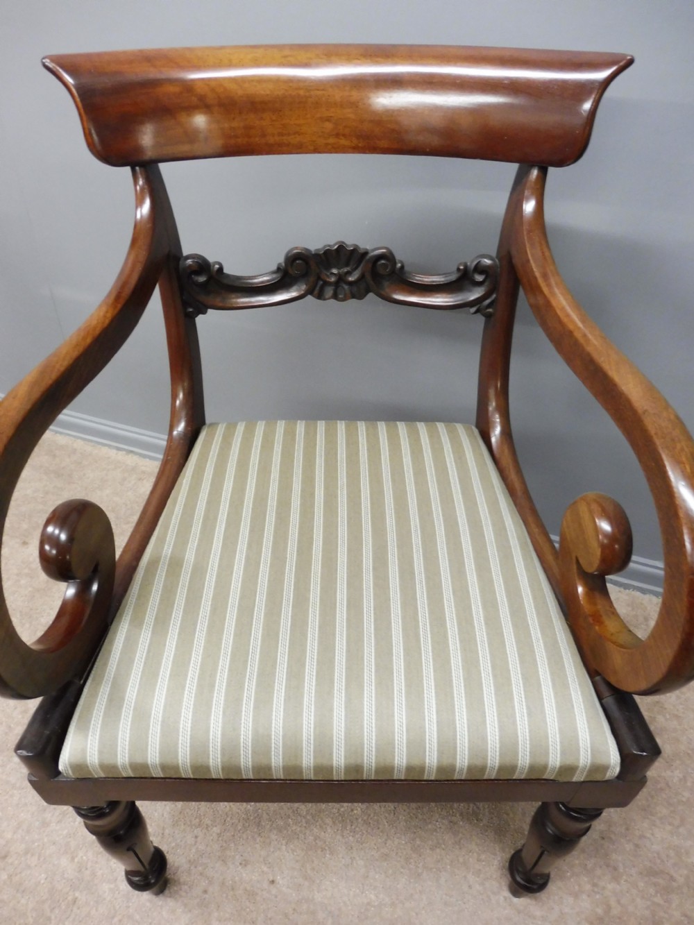 A VERY GOOD PAIR OF REGENCY MAHOGANY ELBOW CHAIRS View IV