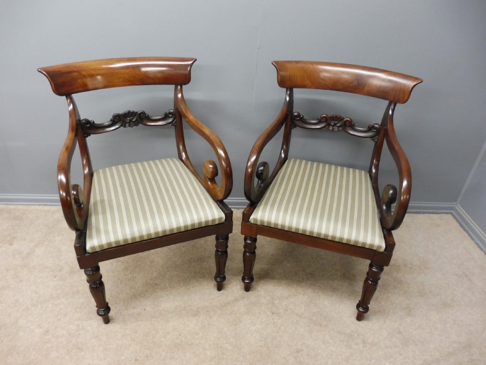 A VERY GOOD PAIR OF REGENCY MAHOGANY ELBOW CHAIRS View VII