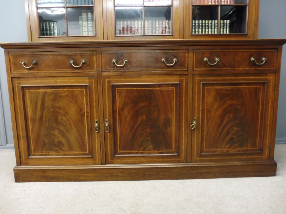 EDWARDIAN MAHOGANY INLAID LIBRARY BOOKCASE View VI