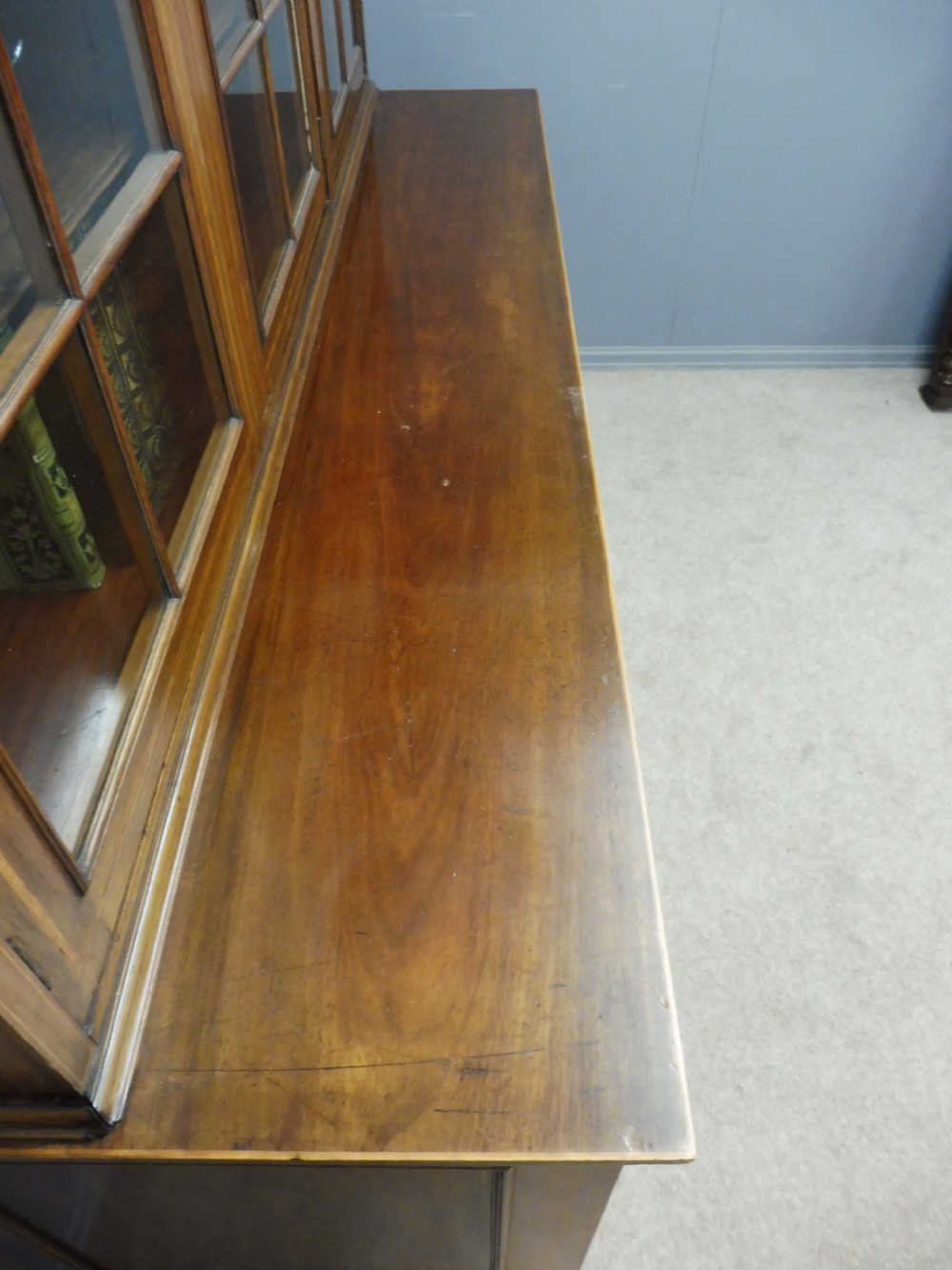 EDWARDIAN MAHOGANY INLAID LIBRARY BOOKCASE View VII