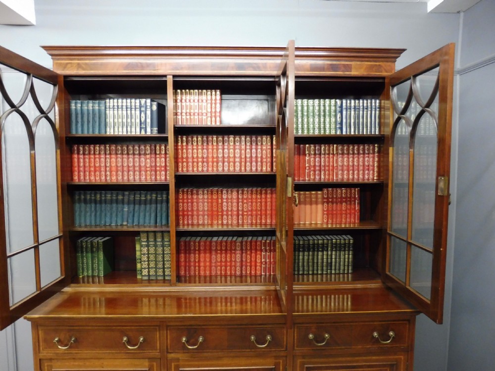 EDWARDIAN MAHOGANY INLAID LIBRARY BOOKCASE View X