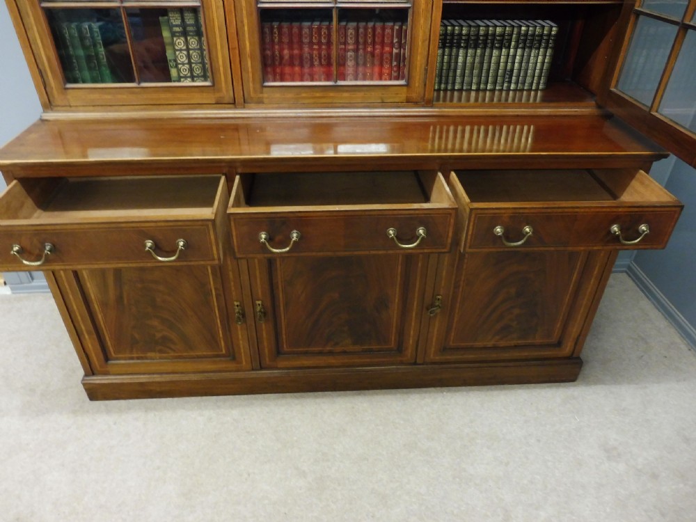 EDWARDIAN MAHOGANY INLAID LIBRARY BOOKCASE View XI