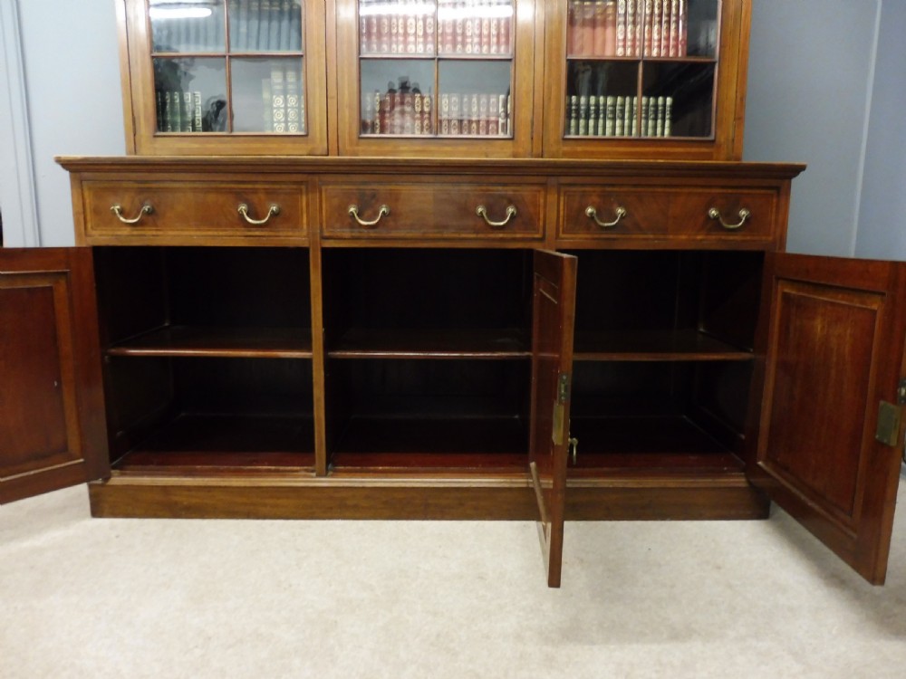 EDWARDIAN MAHOGANY INLAID LIBRARY BOOKCASE View XII
