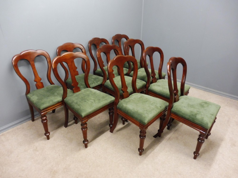 SET OF TEN RESTORED VICTORIAN MAHOGANY DINING CHAIRS