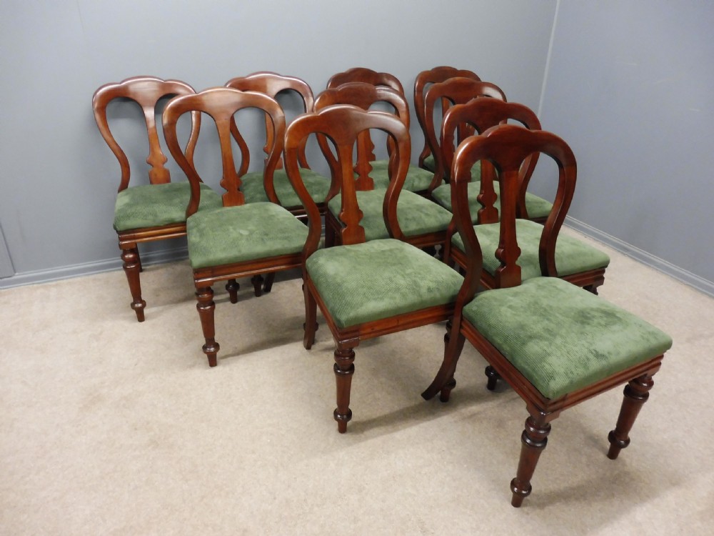 SET OF TEN RESTORED VICTORIAN MAHOGANY DINING CHAIRS View II