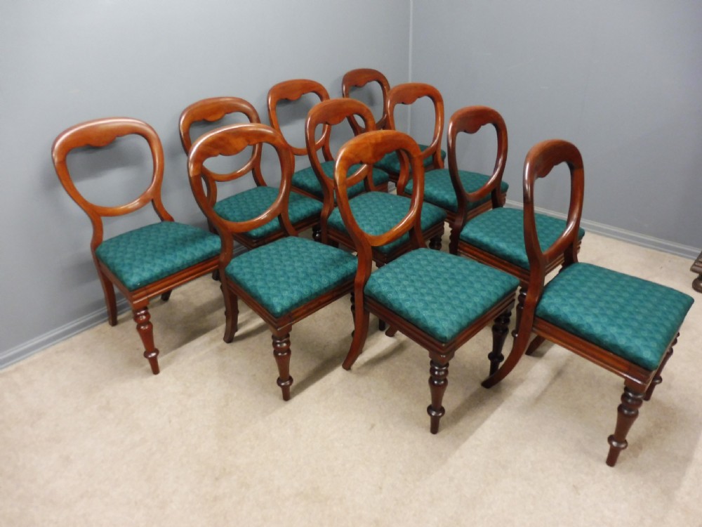 SET OF TEN RESTORED VICTORIAN MAHOGANY BALLOON BACK DINING CHAIRS View IV