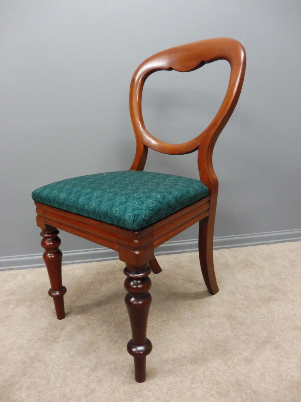 SET OF TEN RESTORED VICTORIAN MAHOGANY BALLOON BACK DINING CHAIRS View X
