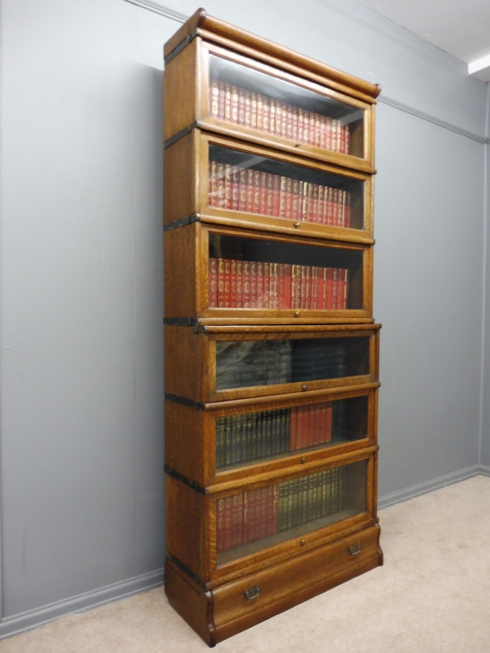 TALL GOLDEN OAK GLOBE WERNICKE BOOKCASE