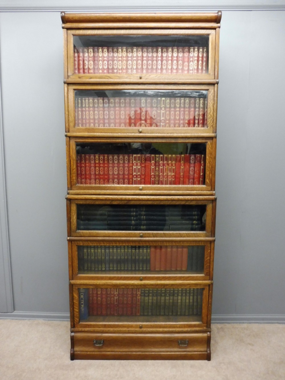 TALL GOLDEN OAK GLOBE WERNICKE BOOKCASE View II
