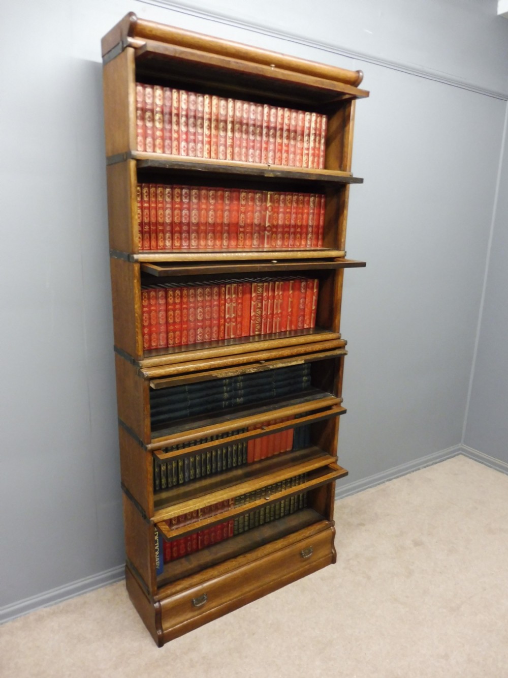 TALL GOLDEN OAK GLOBE WERNICKE BOOKCASE View VIII