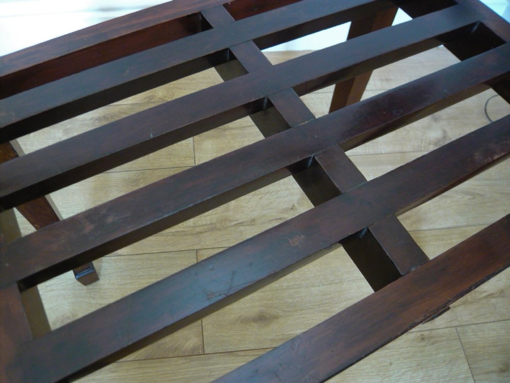 EDWARDIAN MAHOGANY LUGGAGE STAND SATINWOOD INLAY C1920 View VI