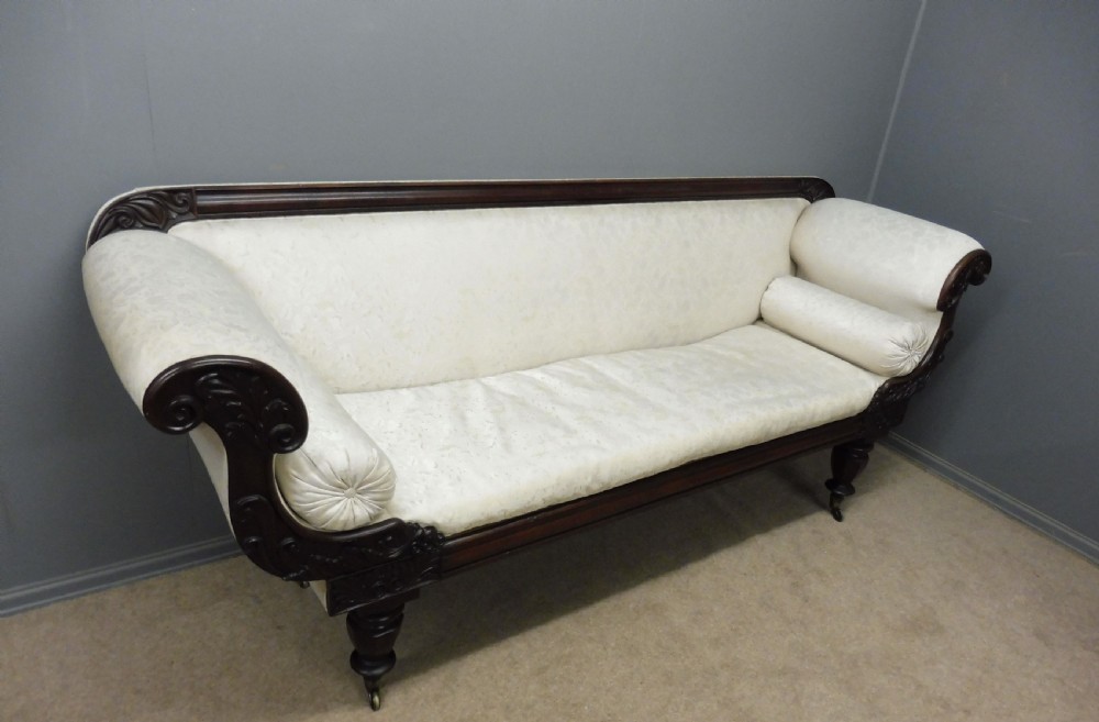 LARGE MID 19TH CENTURY MAHOGANY SHOW FRAME SCROLL END SOFA  View VI