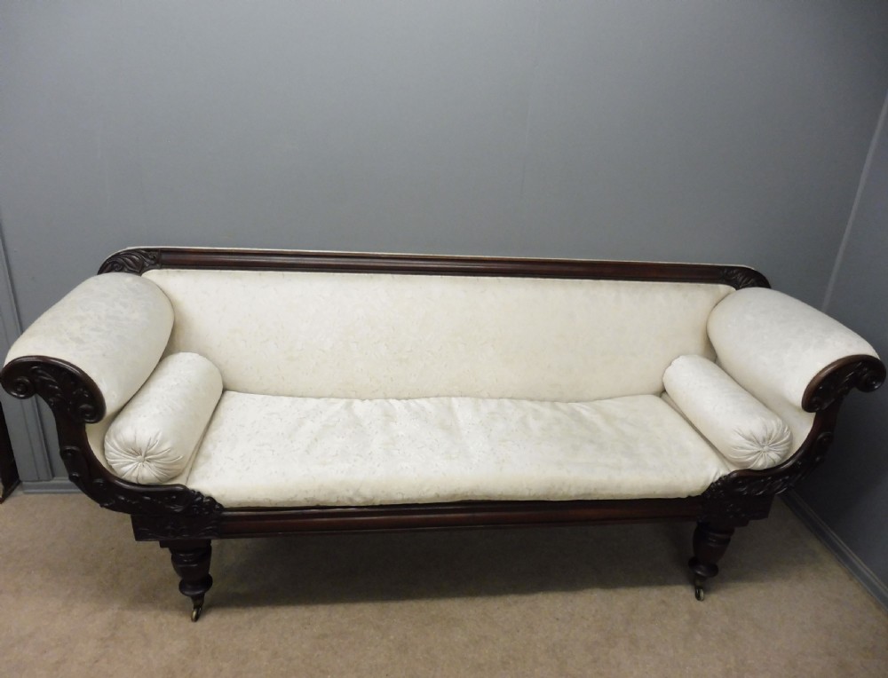 LARGE MID 19TH CENTURY MAHOGANY SHOW FRAME SCROLL END SOFA  View VII
