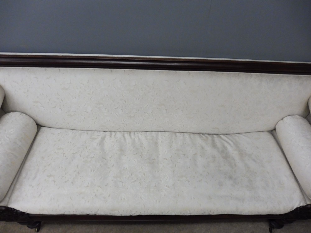 LARGE MID 19TH CENTURY MAHOGANY SHOW FRAME SCROLL END SOFA  View IX
