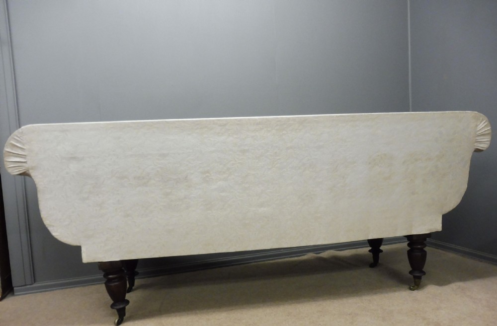 LARGE MID 19TH CENTURY MAHOGANY SHOW FRAME SCROLL END SOFA  View XI