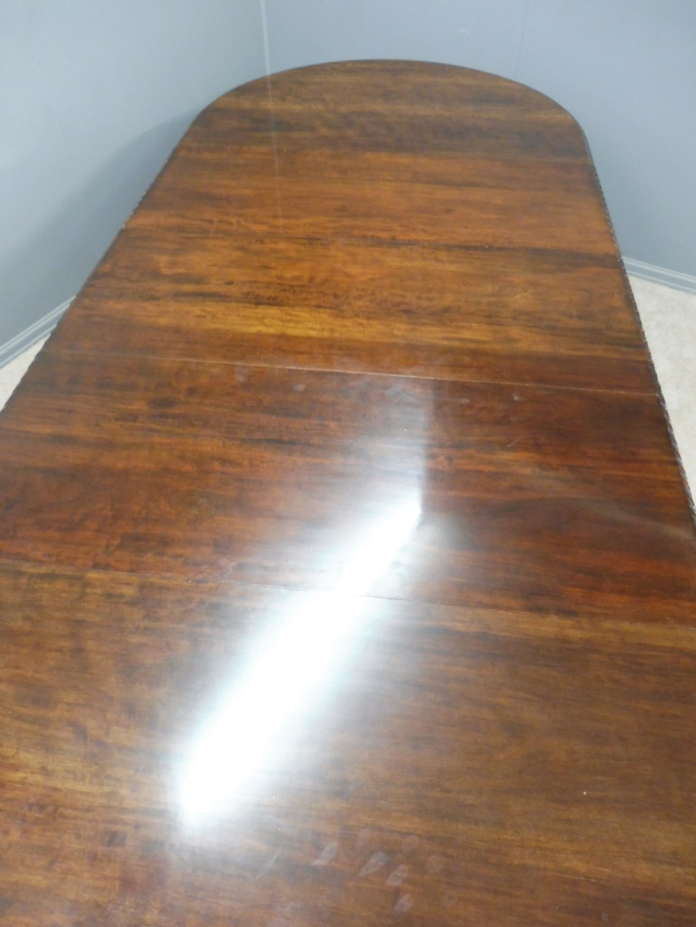 LARGE EDWARDIAN MAHOGANY EXTENDING DINING TABLE SEATS 10 View V