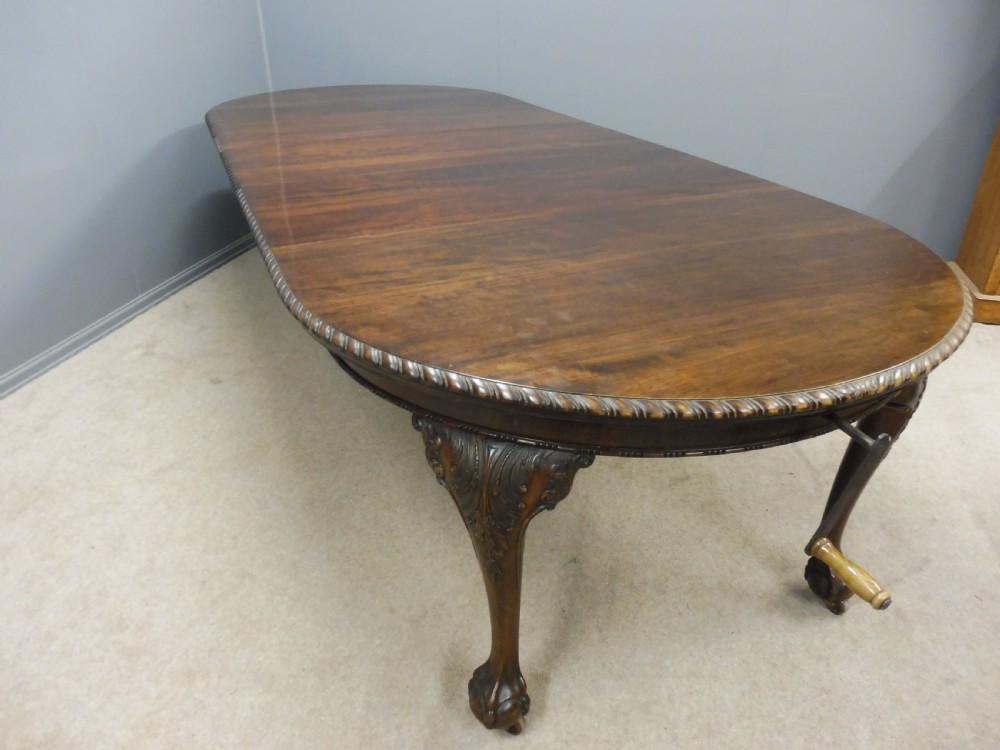 LARGE EDWARDIAN MAHOGANY EXTENDING DINING TABLE SEATS 10 View VII