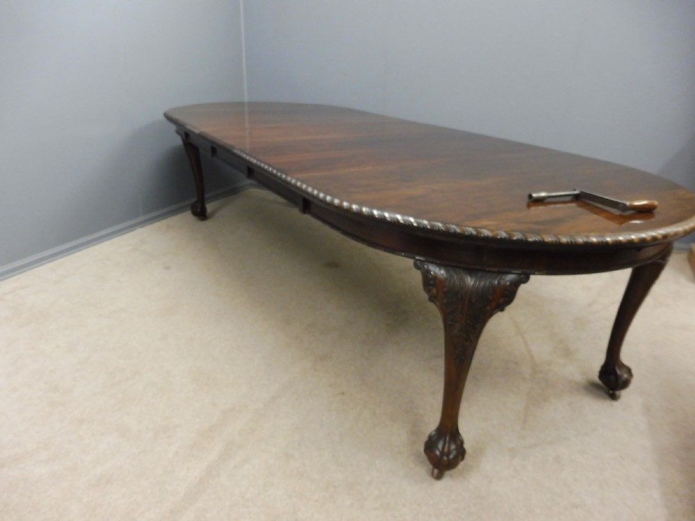 LARGE EDWARDIAN MAHOGANY EXTENDING DINING TABLE SEATS 10 View VIII