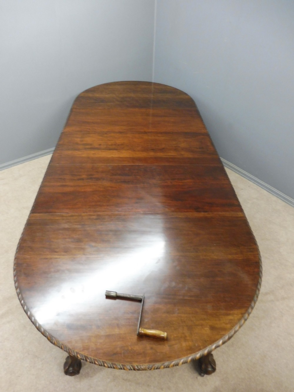 LARGE EDWARDIAN MAHOGANY EXTENDING DINING TABLE SEATS 10 View IX