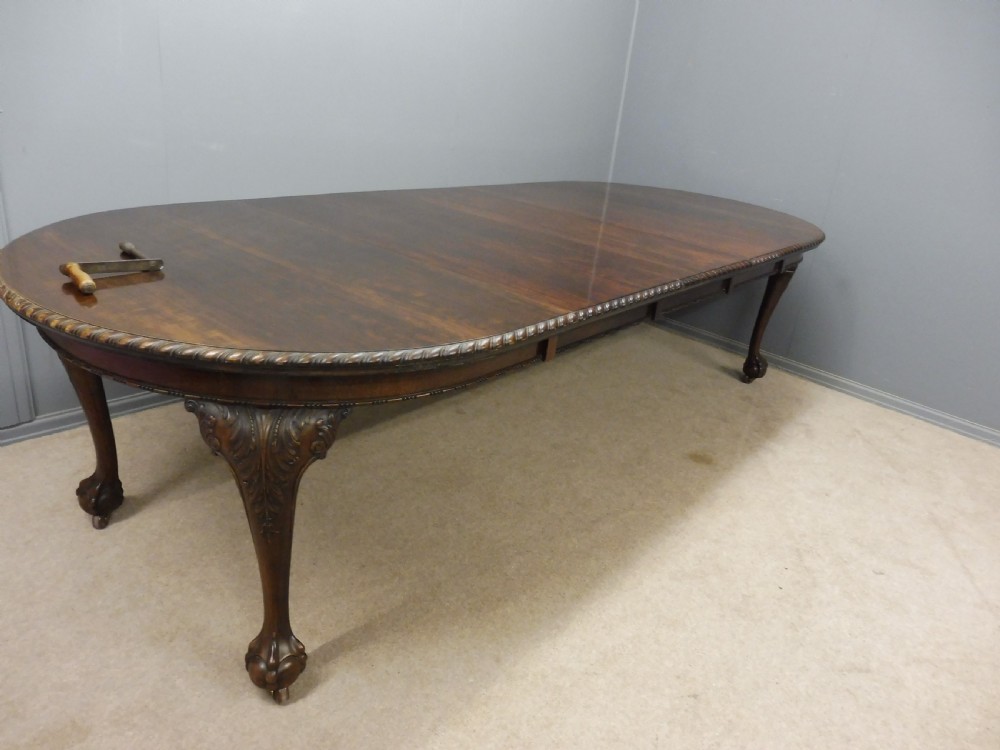 LARGE EDWARDIAN MAHOGANY EXTENDING DINING TABLE SEATS 10 View XII
