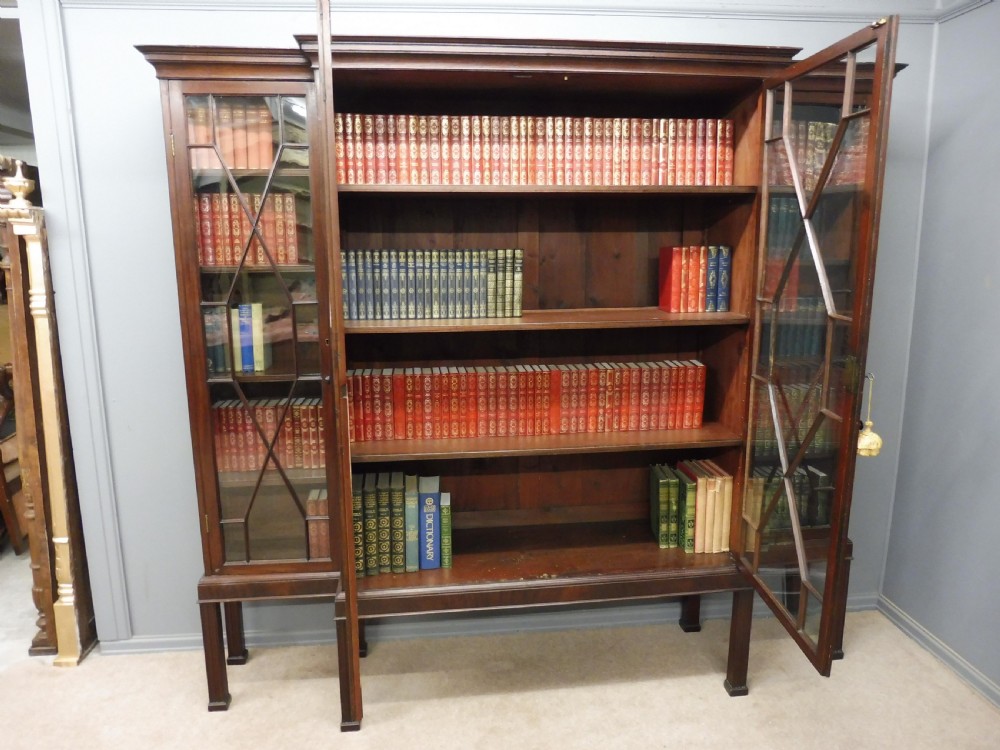 LARGE EDWARDIAN MAHOGANY COUNTRY HOUSE BOOKCASE ON STAND View VI