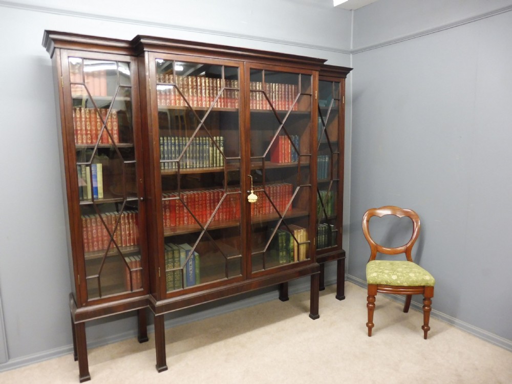 LARGE EDWARDIAN MAHOGANY COUNTRY HOUSE BOOKCASE ON STAND View VIII
