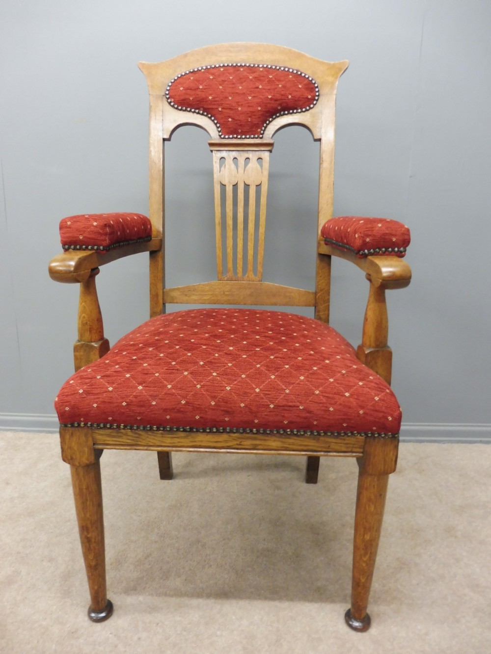 SET OF 8 OAK ARTS AND CRAFTS DINING CHAIRS View X