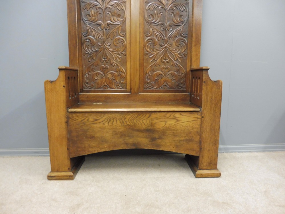 EDWARDIAN OAK BOX SEAT HALLSTAND View III