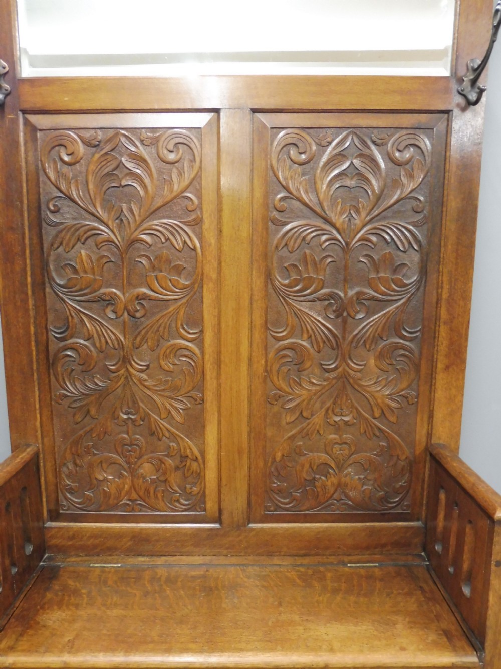 EDWARDIAN OAK BOX SEAT HALLSTAND View IV