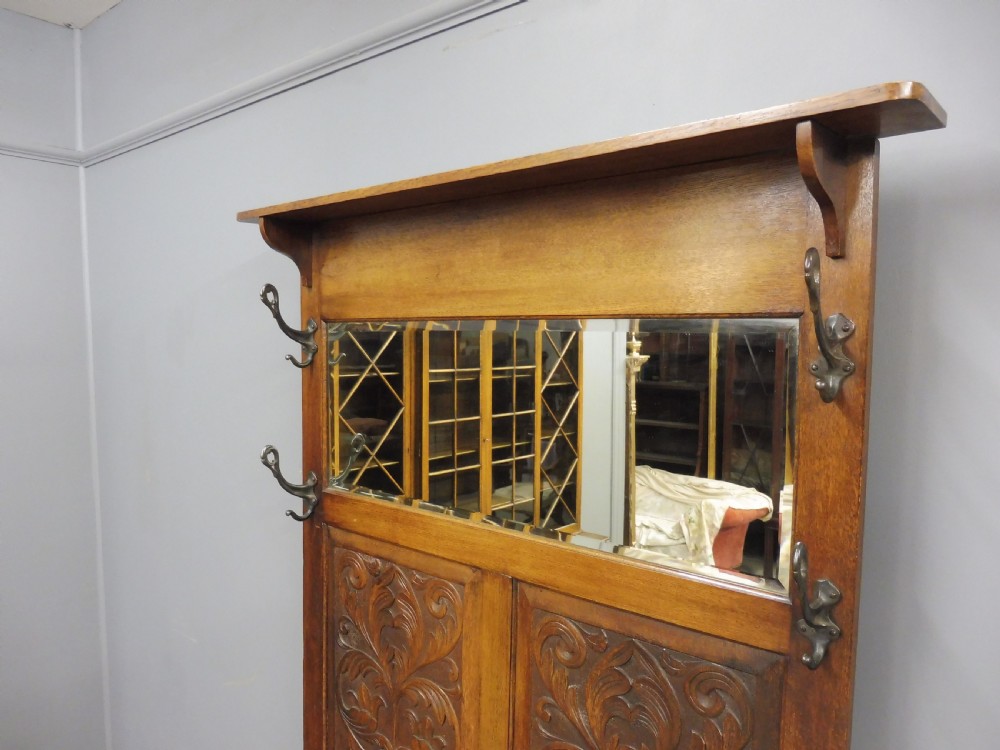 EDWARDIAN OAK BOX SEAT HALLSTAND View V