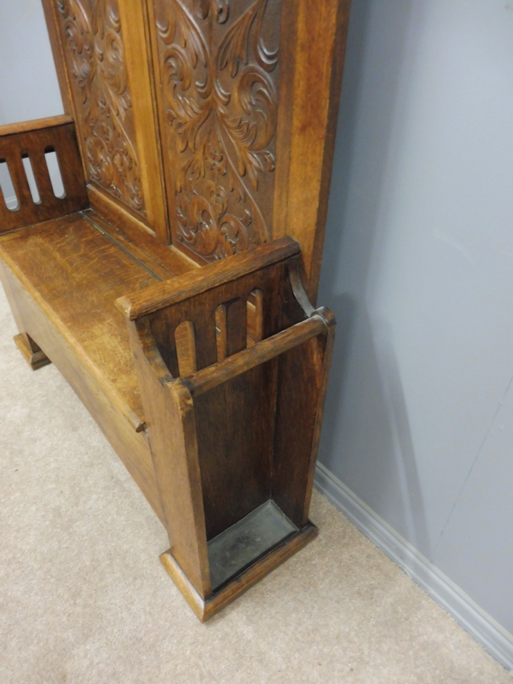 EDWARDIAN OAK BOX SEAT HALLSTAND View VII