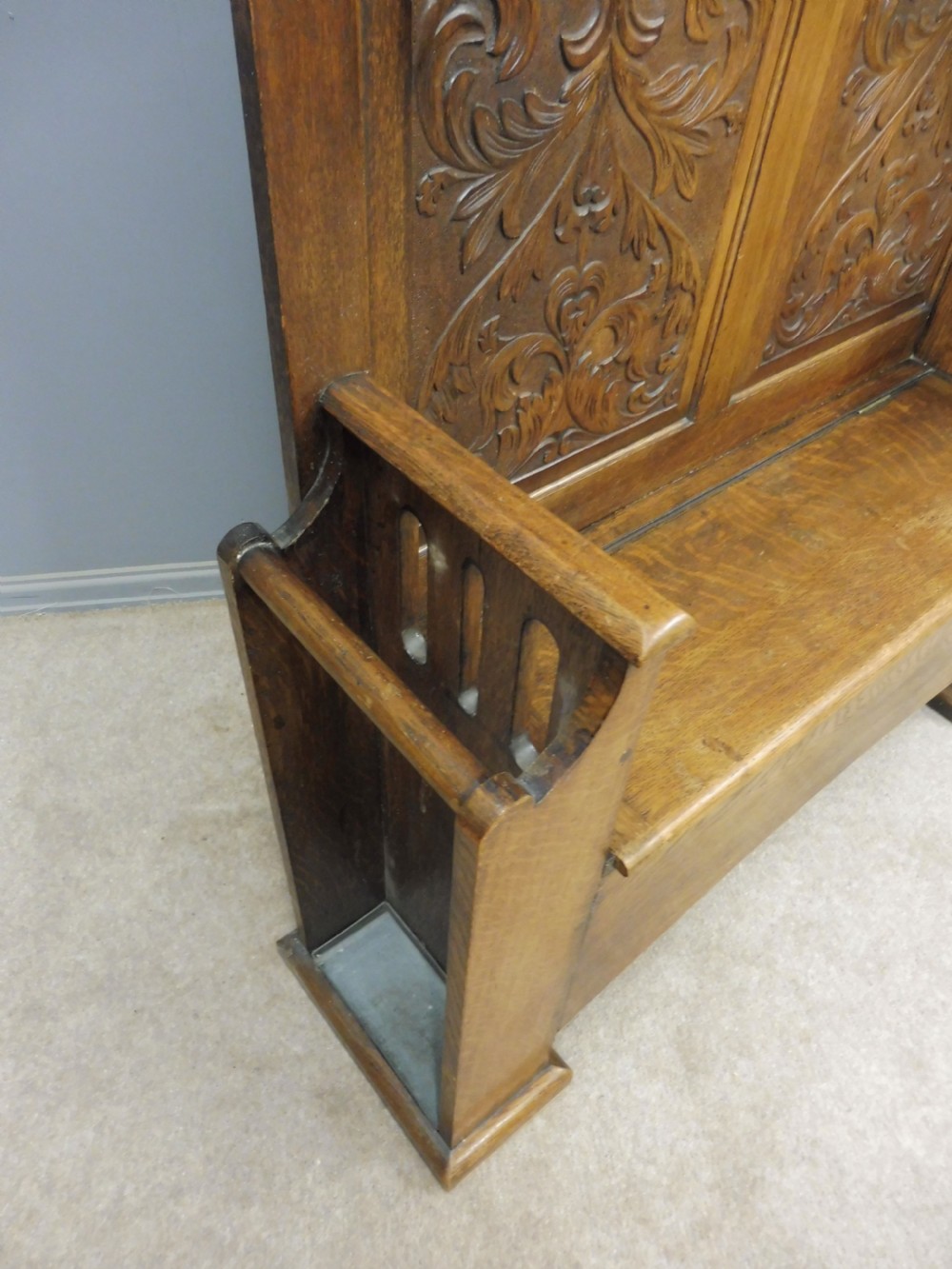 EDWARDIAN OAK BOX SEAT HALLSTAND View VIII