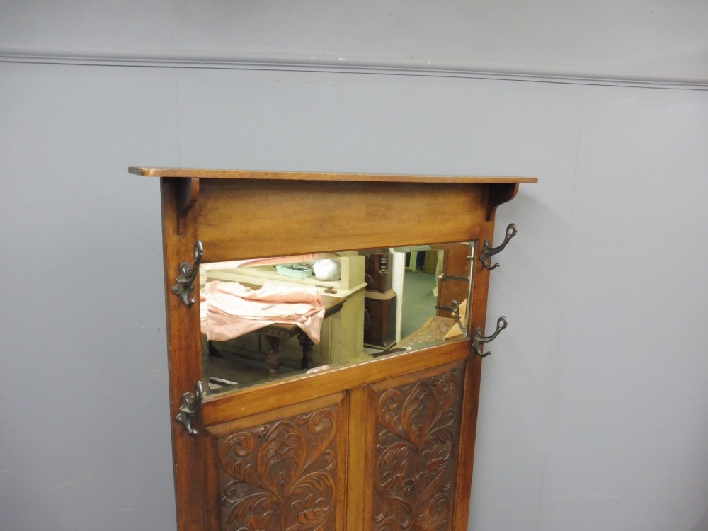 EDWARDIAN OAK BOX SEAT HALLSTAND View X