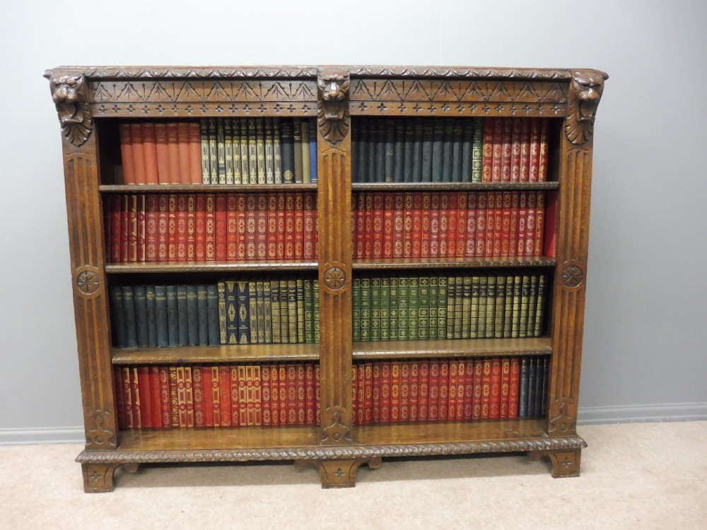 VICTORIAN OAK CARVED BOOKCASE 