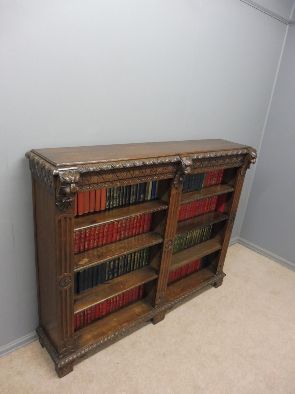 VICTORIAN OAK CARVED BOOKCASE  View V