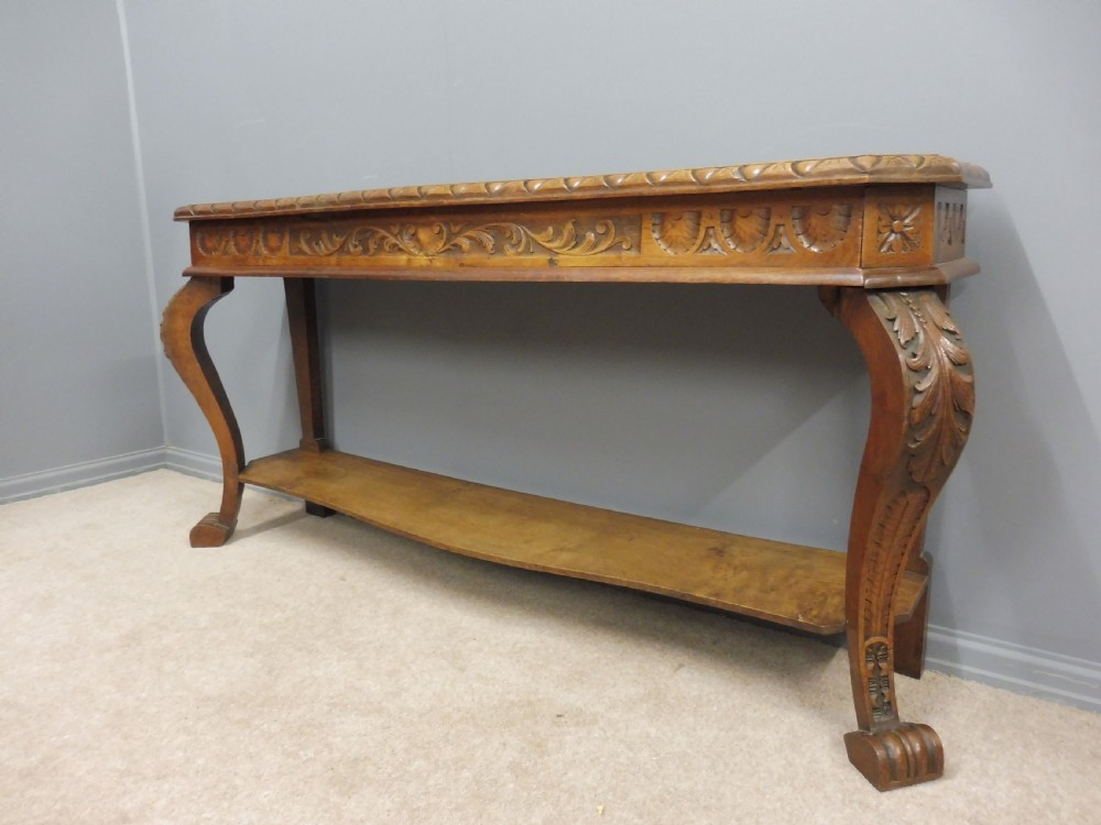 VICTORIAN CARVED OAK HALL OR CONSOLE  TABLE 