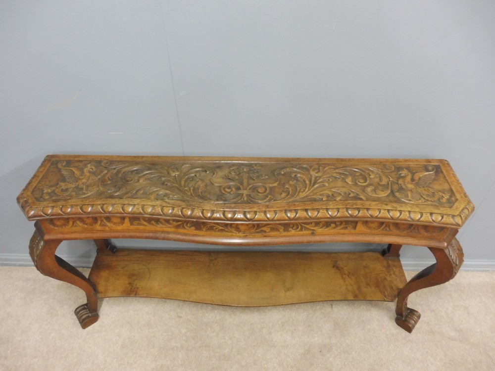 VICTORIAN CARVED OAK HALL OR CONSOLE  TABLE  View II