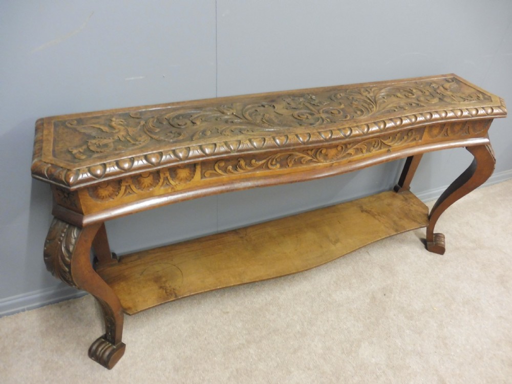 VICTORIAN CARVED OAK HALL OR CONSOLE  TABLE  View V