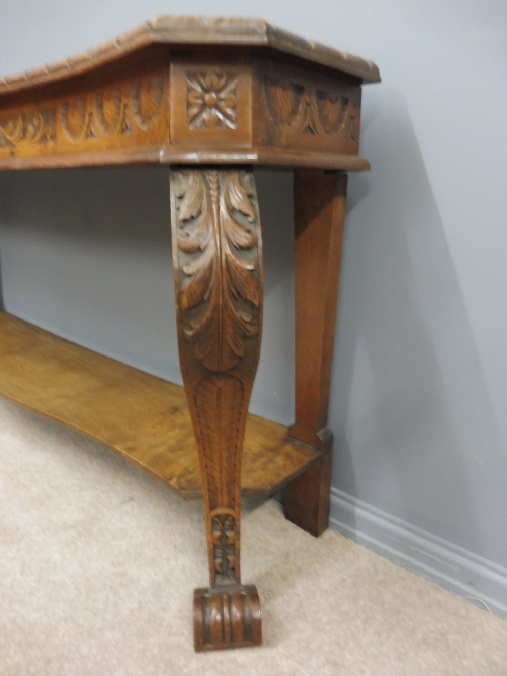 VICTORIAN CARVED OAK HALL OR CONSOLE  TABLE  View VI