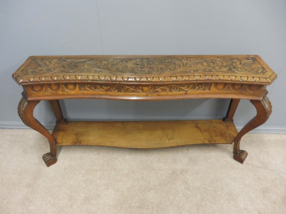 VICTORIAN CARVED OAK HALL OR CONSOLE  TABLE  View X