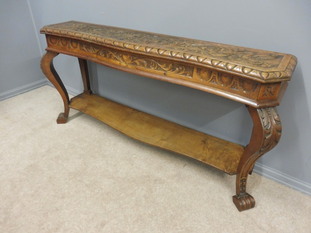 VICTORIAN CARVED OAK HALL OR CONSOLE  TABLE  View XI