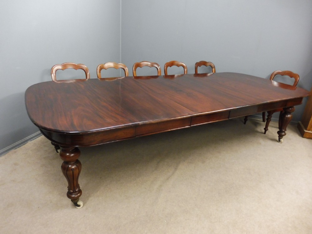 LARGE VICTORIAN MAHOGANY EXTENDING DINING TABLE SEATS 10-12 View II