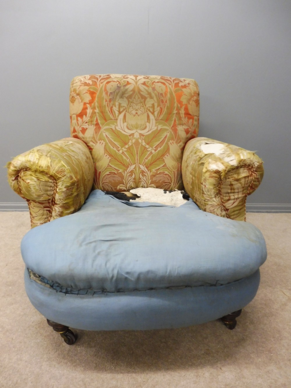 VICTORIAN HOWARD STYLE ARMCHAIR FOR RE UPHOLSTERING View II