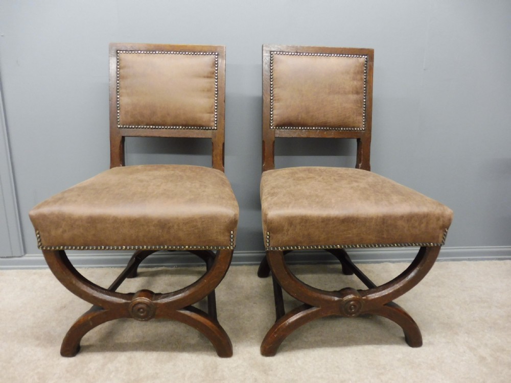 SET OF 10 STYLISH OAK ARTS AND CRAFTS DINING CHAIRS View XV